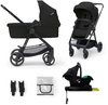 Kinderkraft Newly Wózek Wielofunkcyjny 4w1 + Fotelikiem Mink Pro z Bazą Classic Black