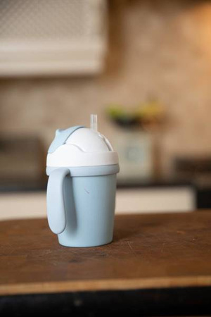 Bo Jungle Kubek do Picia ze Słomką BioPlastik CPLA Blue 