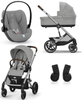 Cybex Balios S Lux 2.0 Wózek Głęboko-Spacerowy Stone Grey + Cybex Cloud G I - Size Fotelik Samochodowy 0-13 kg + Adaptery