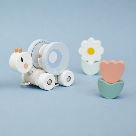 Janod  Magnetyczny pociąg z klockami i grzechotką do ciągnięcia Ślimak Sweet Cocoon 12m+