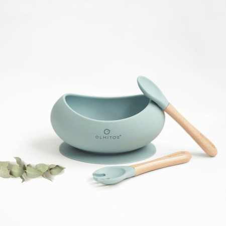 Olmitos Miseczka silikonowa ze sztućcami niebieski