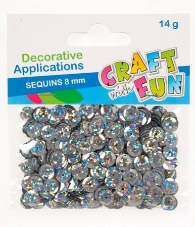 Craft With Fun Cekiny Metaliczne Okrągłe 8mm Popielate