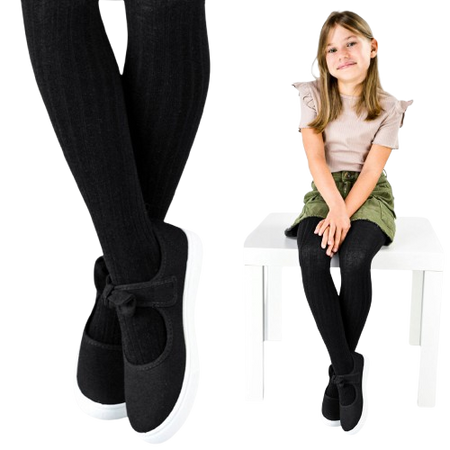 Noviti Rajstopy Bawełniane Prążek Czarne 116-122