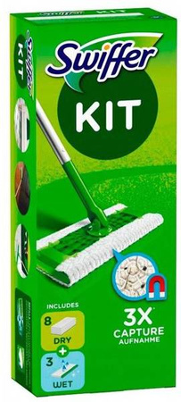 Swiffer Kit Mop Zestaw Startowy 8 Suchych Zapasów + 3 Mokre Zapasy