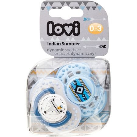 Lovi Dynamiczny Smoczek Uspokajający Silikonowy 0-3m 2szt. 22/855 Indian Summer Boy