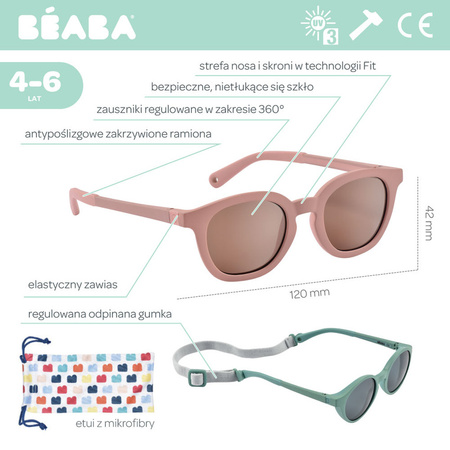 Beaba Okulary przeciwsłoneczne dla dzieci 4-6 lat Sunny - Blush