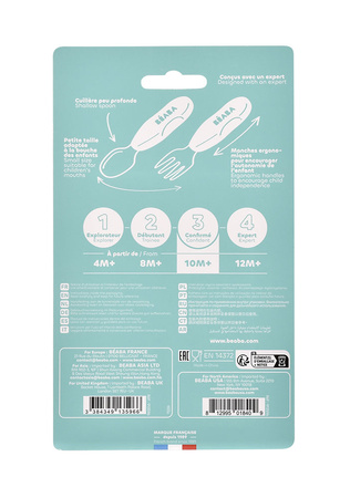 Beaba Zestaw pierwszych sztućców ze stali nierdzewnej Cotton candy