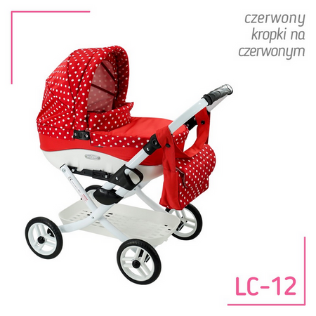 Adbor Lily Wózek dla Lalek Czerwone Kropki Lc-12