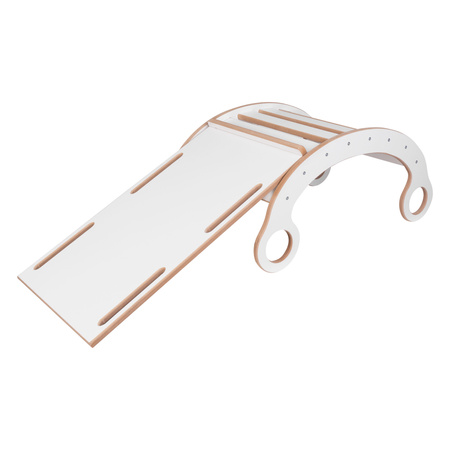 GUGI Bujak Montessori M Drewniany + Zjeżdżalnia + Ścianka + Poduszka Welurowa Szary