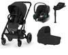Cybex Balios S Lux Wózek Głęboko-Spacerowy Moon Black 2023 Rama Czarna + Cybex Aton B2 i-Size 0-13kg + Baza One Volcano Black