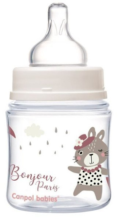 Canpol Babies Easy Start Bonjour Paris Butelka Szeroka Antykolkowa 120 ml 35/231 Pink