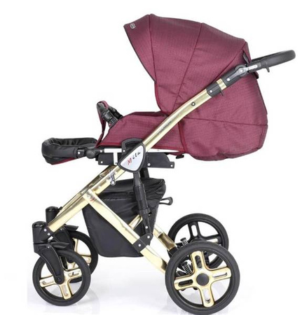 Kunert Mila Premium Wózek Głęboko-Spacerowy 2w1 Szary + Kreseczka Złota Rama Koła Żelowe
