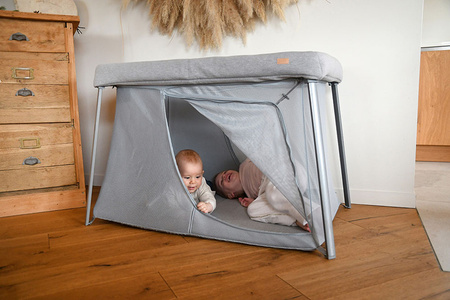 Beaba Łóżeczko turystyczne dwupoziomowe z funkcją kojca 3w1 Eazy sleep Heather grey / Pebble