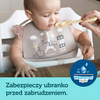 Canpol Babies Śliniak Sylikonowy z Kieszonka Bonjour Paris 74/027 Beżowy