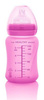 Everyday Baby, Szklana butelka ze smoczkiem S reagująca na temperaturę, 150 ml Wiśniowy