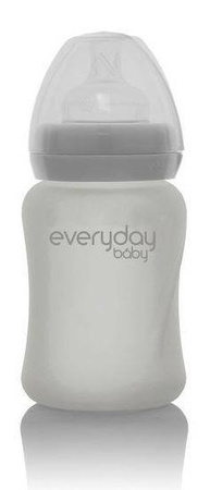 Everyday Baby, Szklana butelka ze smoczkiem S, 150 ml Szary