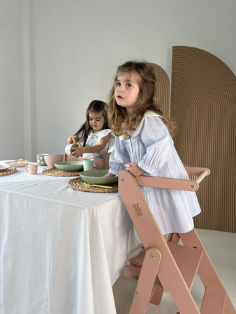 Baby Wood Kitchen Helper Składany Różowy