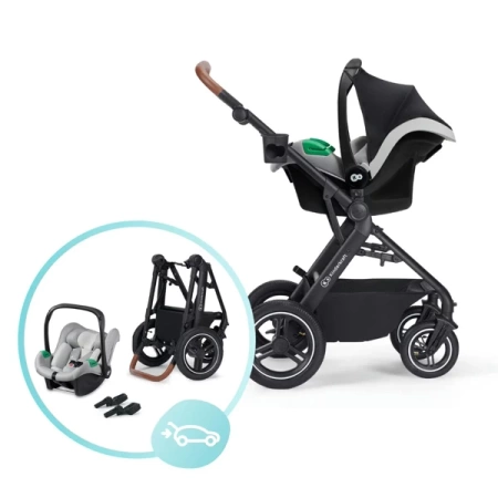 Kinderkraft B-Tour Mink Pro Wózek Głęboko-Spacerowy + Fotelik 0-13 kg Zestaw 3w1 Dark Grey