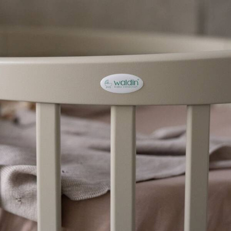 [OUTLET] Waldin Łóżeczko Dziecięce Owalne 7w1 z Materacem Oliwkowe