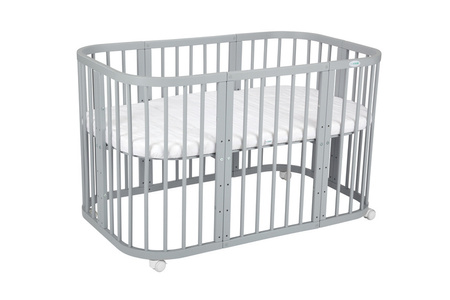 [OUTLET] Waldin Łóżeczko Dziecięce 7w1 z Materacem Szare