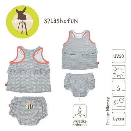 Lassig Kostium do pływania dwuczęściowy z wkładką chłonną Polka Dots grey UV 50+