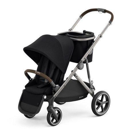 Cybex Gazelle S Wózek Bliźniaczy + Foteliki Cybex Aton M I-Size & SensorSafe 0-13 kg  + Adaptery  Deep Black rama Taupe