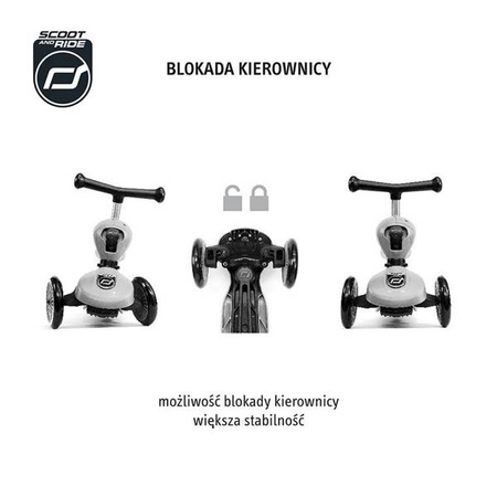 Scootandride Highwaykick 1 Jeździk i Hulajnoga 2w1 1-5 lat + Scootandride Kask Dla Dzieci S-M Rose