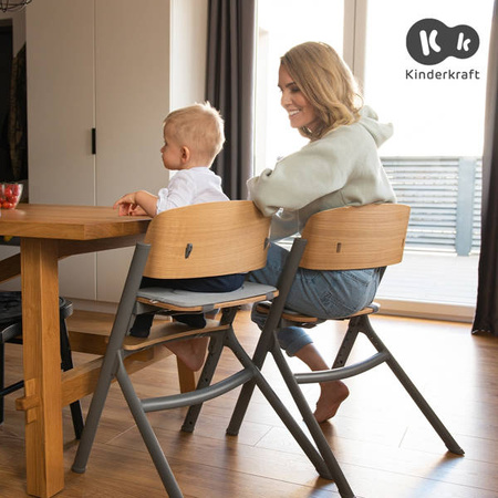 Kinderkraft Livy Krzesełko Do Karmienia + Calmee Bujaczek Brązowy Oak