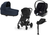 Cybex Balios S Lux 2.0 Wózek Głęboko-Spacerowy Moon Black / Ocean Blue + Cybex Aton B2 i-Size Fotelik Samochodowy 0-13kg + Baza One Volcano Black