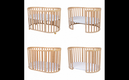 [OUTLET] Waldin Łóżeczko Dziecięce Owalne 7w1 z Materacem Natural