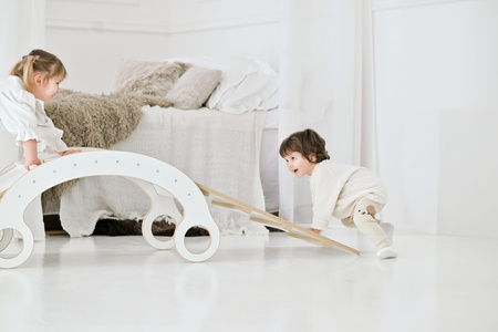 GUGI Bujak Drewniany Montessori Mały M+ Drabinka/Zjeżdżalnia Zestaw Wspinaczkowy