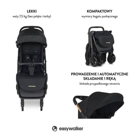 Easywalker Jackey Kompaktowy Wózek Spacerowy z Torbą Transportową Gold Editon