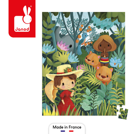 Janod Puzzle w walizce Obraz inspirowany twórczością Rousseau 100 elementów 6+ Made in France