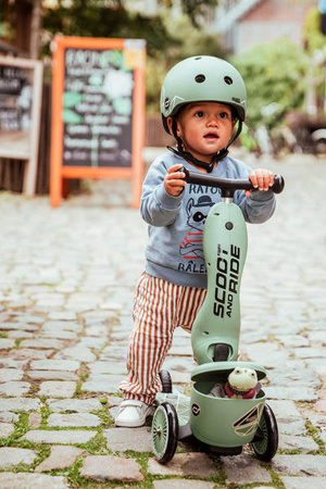 Scootandride Highwaykick 1 Lifestyle 2w1 Jeżdzik i Hulajnoga Trójkołowa z Zamykanym Schowkiem 1-5 lat Green Lines