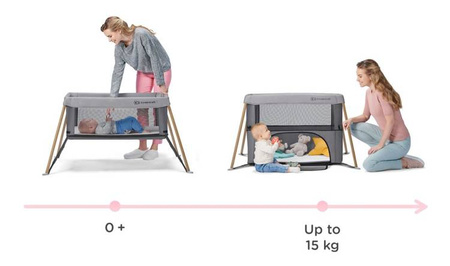 Kinderkraft Movi Łóżeczko Turystyczne   Grey&Wooden