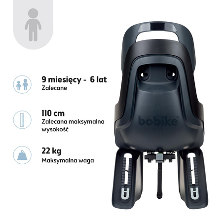 Bobike Go MIK HD Fotelik Rowerowy na Bagażnik Urban Black 