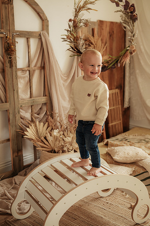 GUGI Bujak Drewniany Montessori XL + Poduszka Różowa