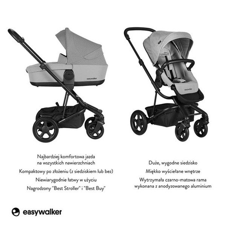 [OUTLET] Easywalker Harvey 2 Wózek głęboko-spacerowy (zawiera stelaż, siedzisko z budką i pałąkiem)  Stone Grey