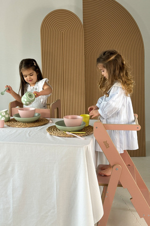 Baby Wood Kitchen Helper Składany Różowy