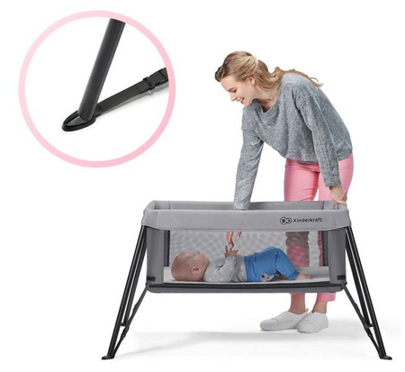 Kinderkraft Movi Łóżeczko Turystyczne   Grey&Wooden