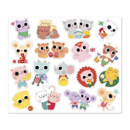 Janod Duże naklejki na arkuszach 100 szt. Małe zwierzęta 18m+