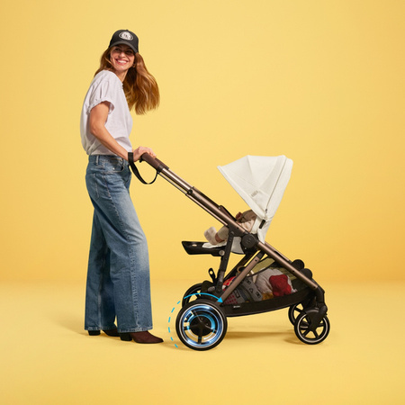Cybex E-Gazelle S Wspomagany Wózek Spacerowy Rama Taupe Stormy Blue + Fotelik Cybex Cloud G I - Size Fotelik + Baza G + Adaptery