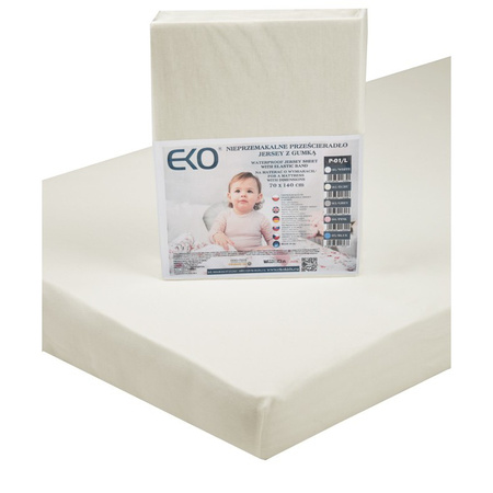 EKO Nieprzemakalne Prześcieradło Jersey Ecru 70x140