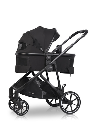 Easy Go Duoflex Wózek Głęboko-Spacerowy Bliźniaczy Rok po Roku Ebony Black 2 Siedziska 1 Gondola