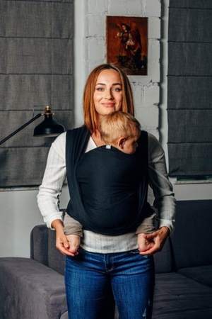 	LennyLamb, Chusta do noszenia dzieci, mała jodełka czarny Heban