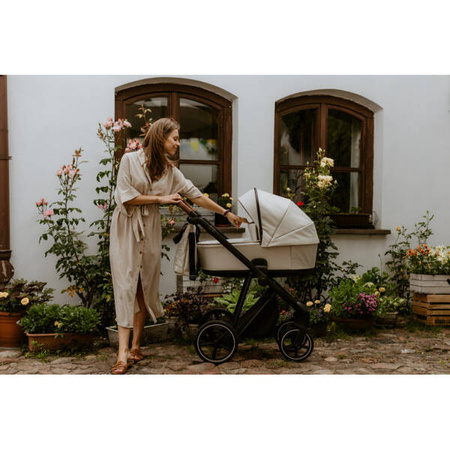 Roan Ivi 2.0 Wózek Głęboko-Spacerowy Rama Rose Gold Mocca + Cybex Aton B2 i-Size Fotelik Samochodowy 0-13kg + Baza One Volcano Black