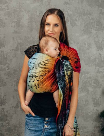 LennyLamb Chusta Kółkowa Splot Żakardowy Noszenia Dzieci Symfonia Tęczowa Dark  1,8m 100% Bawełna