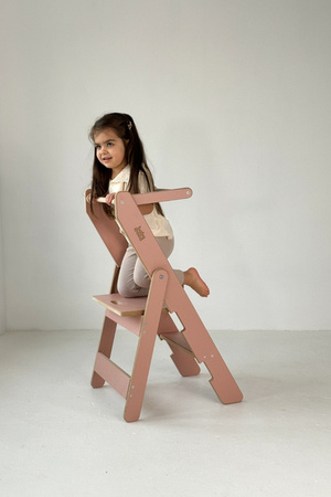 Baby Wood Kitchen Helper Składany Różowy