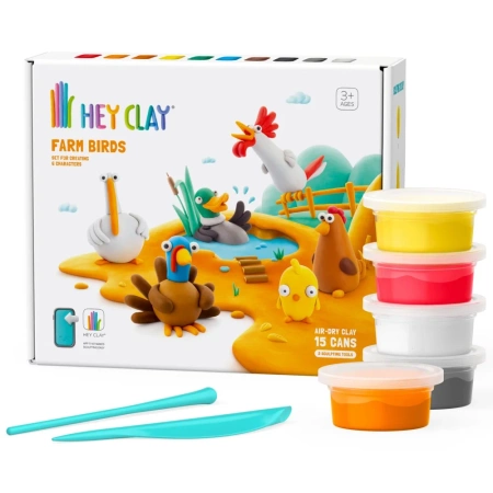Hey Clay - Masa plastyczna Ptaki z farmy + akcesoria