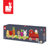 Janod Pociąg z klockami i figurkami do ciągnięcia Farma 12m+